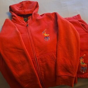 Polo by Ralph Lauren Red Embroidered Zip-Up Hoodie